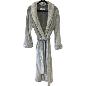 Anne Klein gray fleece luxurious midi length robe womens sz L/XL comfy